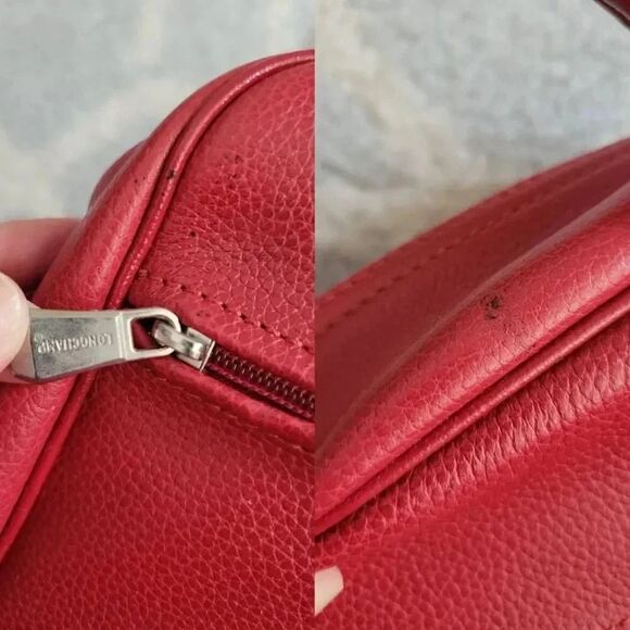 Longchamp Vintage overnight / weekender bag, Red Calfskin Leather One Size - Picture 9 of 12